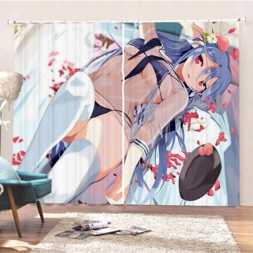 Dreamy Girls Print Window Curtain Anime Beauty Home Decor Polyester Window Drapes for Girls Boys Blackout Curtain for Bedroom