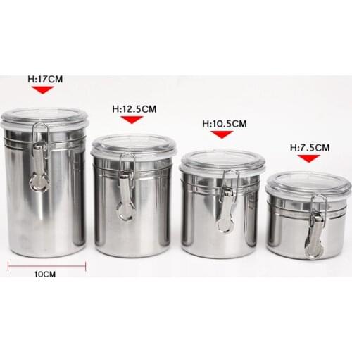 Stainless Steel Airtight Sealed Canister Coffee Flour Sugar Tea Container Holder H99F
