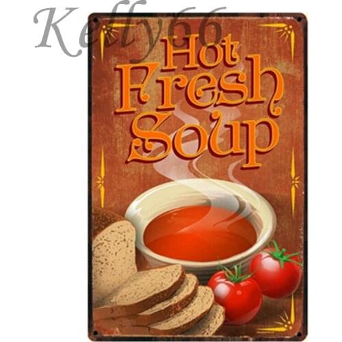[ Kelly66 ] HOT FRESH SOUP Metal Tin Sign Tin Poster Home Decor Bar Antique Wall Art Painting 20*30 CM Size y-1333