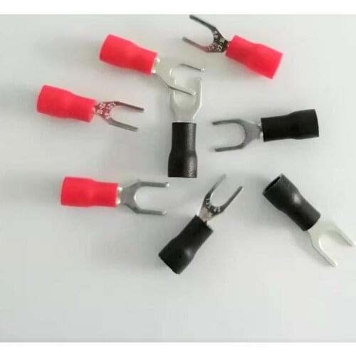 10pcs terminal block SV1.25-4S fork type U-type terminal insulation black/red