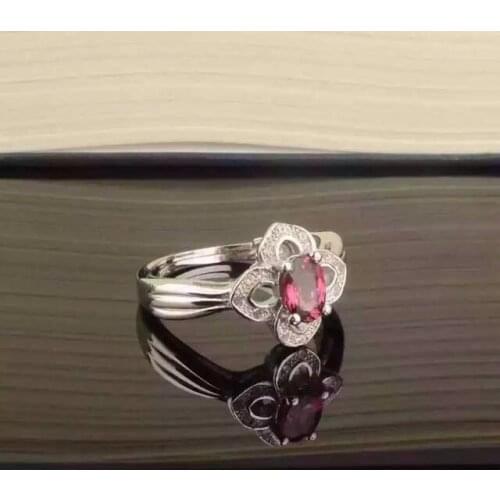 Natural red garnet gem Natural gemstone ring S925 sterling silver trendy Elegant Clover women party gift fine Jewelry