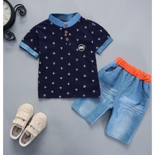 Summer 100% Cotton Clothing Sets Casual Children Clothing Print Baby Boys Clothes T-Shirt + Shorts 2 Pcs Kids Clothes Boys 1-4 Y