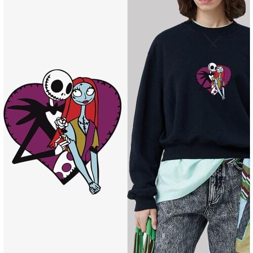 Hot transfer skull and long hair beauty love printed T-shirt patch pattern Heat Vinyl Ironing Stickers Decor DIY Appliques