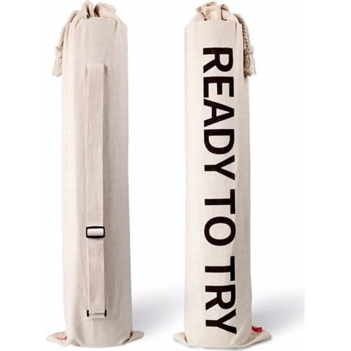 Linen Yoga Mat Cover Storage Bag White Stylish READY TO TRY Gym Yoga Mat Carrier Bag Adjustable Strap Portable Shoulder Case