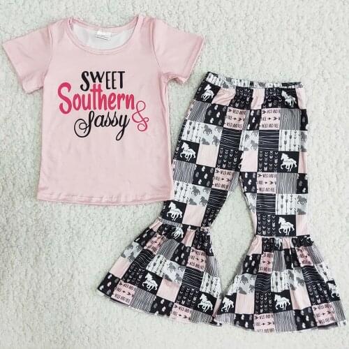 Fashion Kids Designer Clothes Baby Girls Boutique Outfit Short Sleeve Toddler Baby Girls Clothes Wholesale Children Clothes Sets