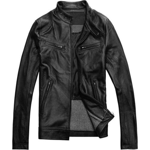 2021 Men Spring Autumn New Genuine Leather Jackets Men Clothes Real Cow Leather Coats Men Plus Size Slim Short Overcoats W609