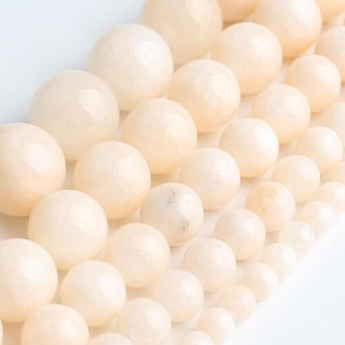 Natural Stone Beige Angelite Beads Round Loose Jades Beads For Needlework Jewelry Making DIY Bracelet Supplies 4-12mm 15 inch