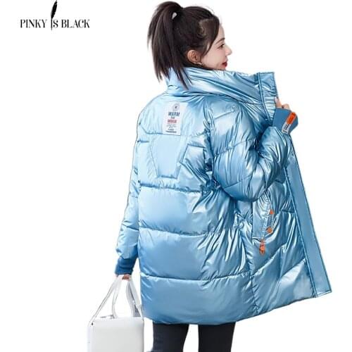 PinkyIsBlack 2021 New Long Parkas Fashion Warm Winter Jackets For Women Casual Gloosy Parka Winter Coat Female Padded Outwear