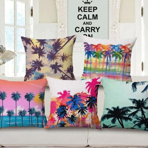 New coconut tree Pattern cotton Linen cushion cover Print Cushion Home Sofa Chair Seat Decorative Pillow case 45x45cm Decor