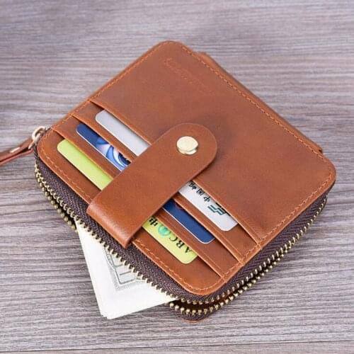 New multifunctional Mens leather wallet with zipper coin pocket money bag purse key organizer card holder for man