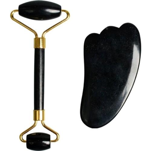 Obsidian Face Massage Roller Double Head Jade Cosmetic Body Skin Relaxing Scraping Tablet Beauty Neck Eye Slimming Spa Tool