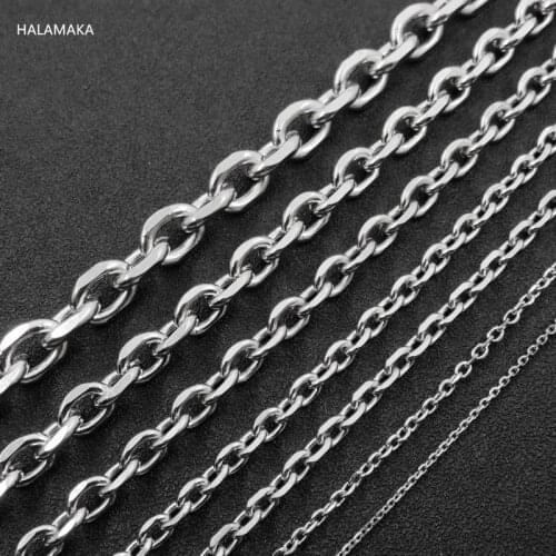1.5/2.2/3/4/4.5/5/6/7/9/11mm 20"-36" Stainless Steel Rolo Chain Necklace, Oval Cross Chain For Man & Women