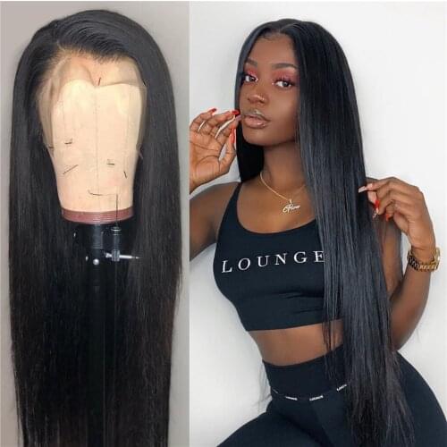 Beauty Queen 360 Lace Frontal Human Hair Wigs 13X4 Lace Front Pre Plucked Brazilian Straight 4X4 Lace Closure Wig with Baby Hair