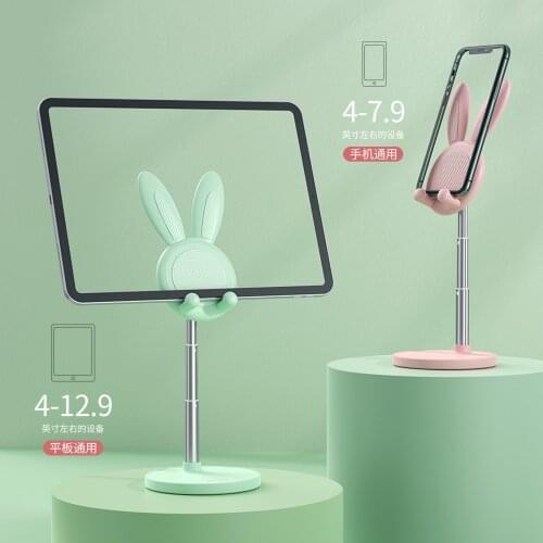 Cute Bunny Phone Stand Telescopic Cartoon Rabbit Ears Desktop Height Angle Adjustable Cell Phone Holder For iPhone iPad Tablet