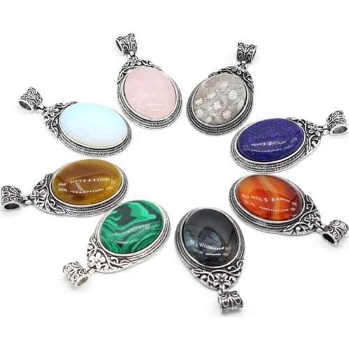 Natural Stone Pendant 38x70mm Malachites Opal Stones Charms for Making DIY Jewlery Necklace Gift