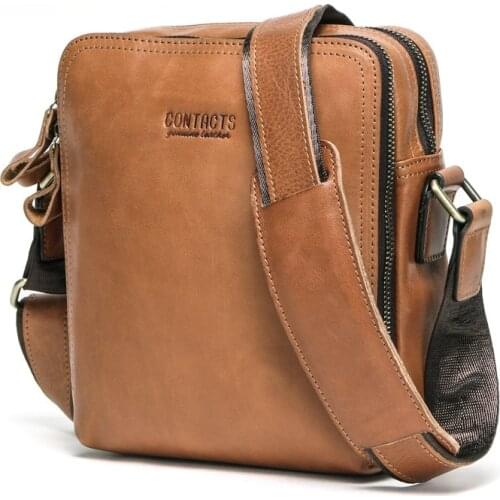 Casual trend leather mens shoulder messenger bag multifunctional mens bag
