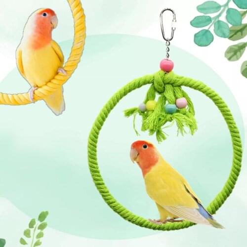 Bird Mirror with Rope Perch Bird Toys Swing Comfy Perch Parrot Stand for Greys Lovebirds Finch Canaries Hang on Cage