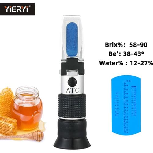Yieryi New 58~90% Brix 38~43 Be Baume Honey Wine Refractometer atc Portable Honey Refractometer Beekeeping Tester
