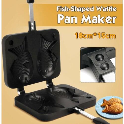 2 Molds Taiyaki Fish Shaped Waffle Pan Maker Non-stick Buscuit Cake Bake Bakeware Home Kitchen DIY Dessert Cooking Pan Plate