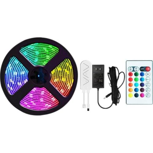 LED Strip Lights With Remote Control Built-In Mic 5050 RGB Waterproof Light Strip For Bedroom Party Home 5M US Plug