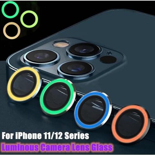 Luminous Camshield Metal Ring Tempered Glass For iPhone 12 Pro Max 11 Camera Lens Film Protector for Apple 12Pro 12mini Sticker