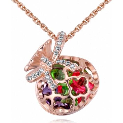 TRACYSWING 4 Colors Real Rose Gold Color Austrian Crystals Sweater pendant necklace for women monkey style #TW132058