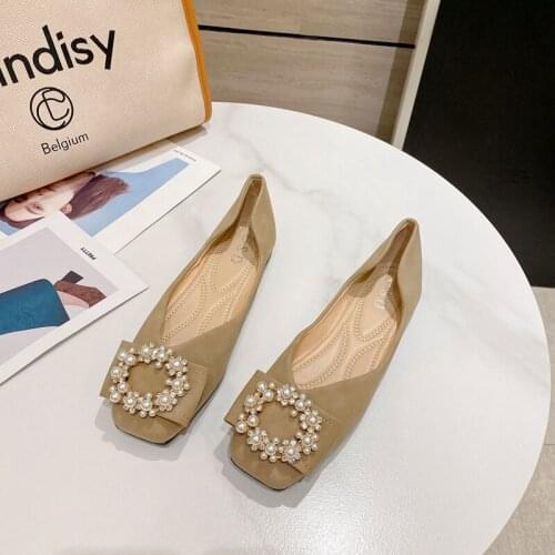 Women Shoes Soft Bottom Casual Women Loafers Apricot Square Head Ballerina Shoes Comfort Slip on Flat Shoes Woman