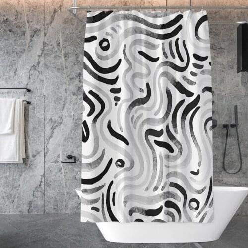Bathroom Shower Curtain Black Abstract Printed Polyester Waterproof Bathing Cover Home Decoration Geometric Cortina De La Ducha