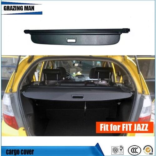 Car Rear Trunk Security Shield Nylon PolyesCargo Cover For FIT JAZZ 2004 2005 2006 2007 High Qualit Black Beige Auto Accessories