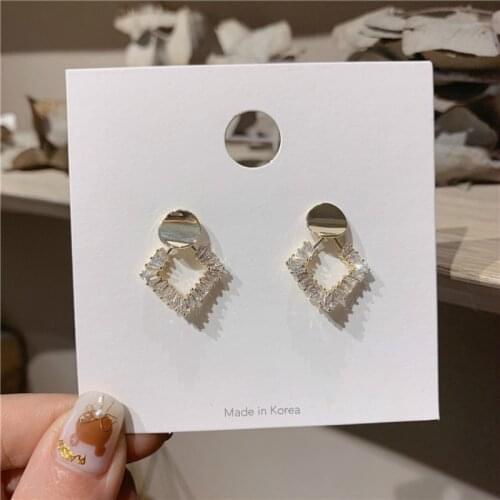 Zeojrlly Crystal Trendy Women Dangle Earrings Korean Earrings Retro Geometric Square Simple Elegant Female Jewelry