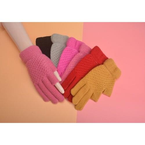 Two-finger Half-finger Gloves Female Winter Cute Riding Cold-proof And Warmth Five-finger Leaking Finger Student Writing