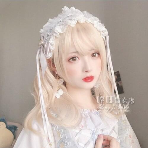 Female Milk Golden Big Wave Short Curly Hair "Milk Candy" Double Ponytail Lolita Wig cosplay accessories anime accessories