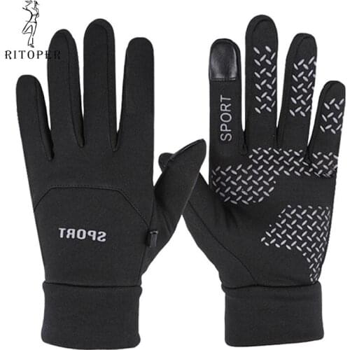RITOPER Winter Gloves Touch Screen Waterproof Velvet Gloves Unisex Mittens Windproof Flexible Gloves Mens Keep Warm Sport Ride