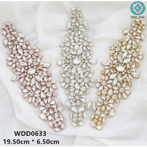 1PC) Rhinestones bridal belt diamond gold wedding dress belt crystal wedding sash for wedding dress accessories WDD0633