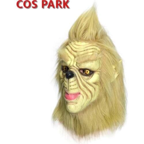 2020 New Christmas Mask Halloween Latex Headgear Stole Christmas Green Hair Monster Mask Hair Mask