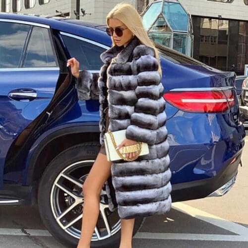 2020 New Women Natural Real Rex Rabbit Fur Coats Good Quality Genuine Rex Rabbit Fur Chinchilla Color Long Jacket Rabbit Fur