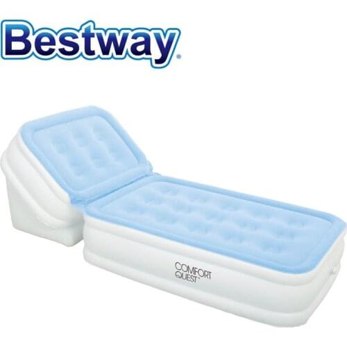 67386 Bestway Single Layer Flocking Mattress Outdoor Air Mattress Flocking Inflatable Mat Airbed With Adjustable Backrest