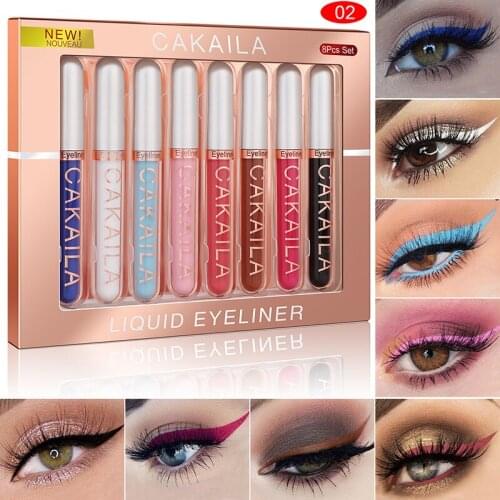 8pcs Colorful Liquid Eyeliner Pen Waterproof Shiny Eyeliner Pencil Long Lasting Quick Drying Liquid Eyeliner Cosmetics Makeup