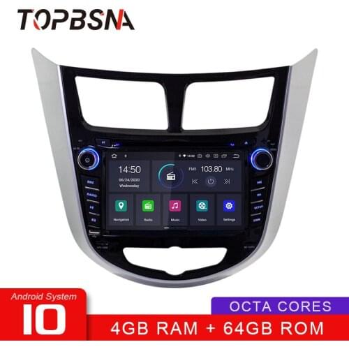 TOPBSNA Android 10 Car Multimedia Player For Hyundai Solaris accent Verna i25 2011-2012 WIFI Stereo 2 Din Car Radio headunit RDS