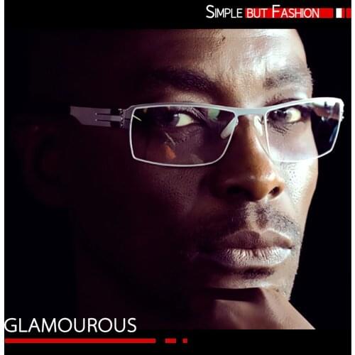 Berlin Brand Business Men Glasses Frames Myopia Prescription Eyewear Stainless Steel Square Computer Eyeglasses Original Case