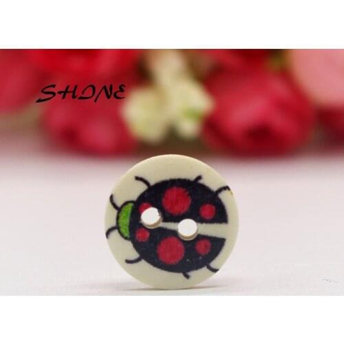 SHINE 50PCs Wooden Sewing Buttons Scrapbooking Round Two Holes 15mm Costura Botones Decorate bottoni botoes CB0044