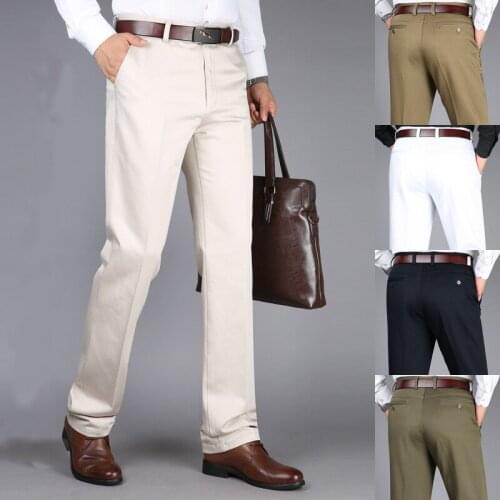 Trousers for men classic autumn High waist Casual Business dress Suit pants men Brand high quality cotton male social pants