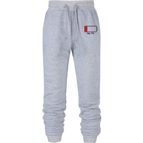 New Jogging Pants Men Sports Sweatpants Running Pants Men Joggers Trackpants Pants Low battery Help me Trouser Loose Track Pants
