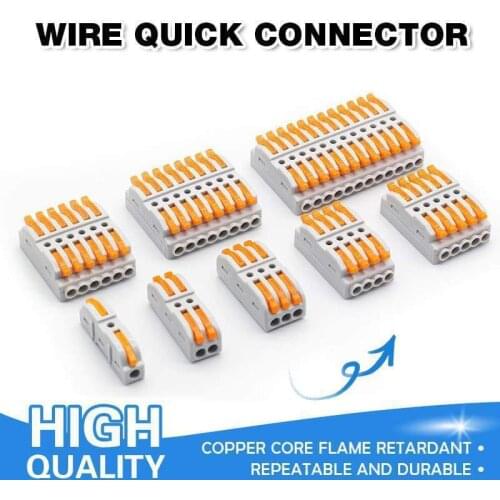 Quick Wire Connector Terminal Docking Cable Conectors Fast Universal Wiring Compact Conductors Push-in Terminal Block LED