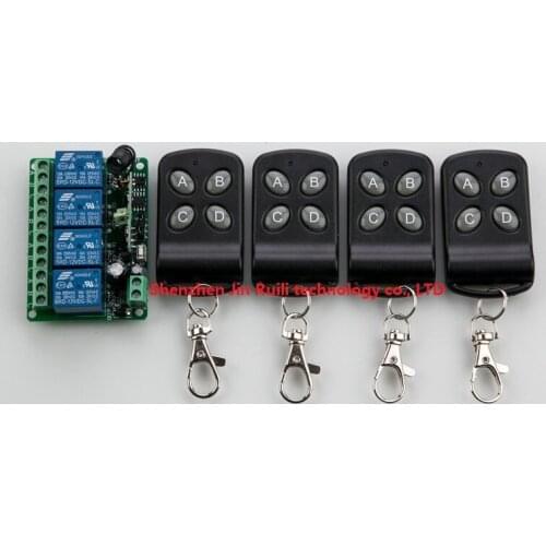 DC12V 4CH 10A wireless remote control switch system teleswitch 4X Transmitter + 1X Receiver relay smart house z-wave