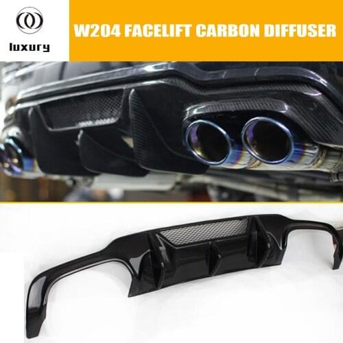 C63 Carbon Fiber Rear Diffuser for Mercedes-Ben W204 C180 C200 C260 C300 Sport Bumper & C63 AMG Bumper 2012 2013 2014