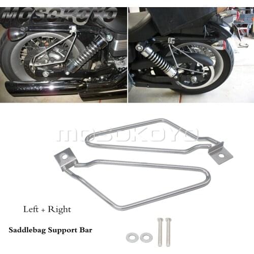 For Harley Sportster 883 Iron XL883N Chrome Saddlebag Holder Bracket Frame Mounting Support Bars For Harley Dyna FXDF Fat Bob
