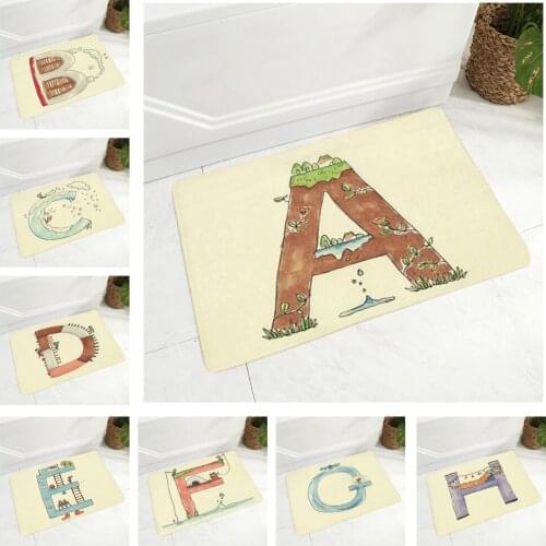 Cartoon A-Z English Letter Door Mat for Children Room Bedroom Non-Slip Decor Geometric Doormat Kitchen Floor Carpet 40x60cm