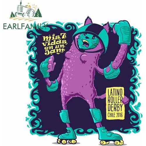 EARLFAMILY 13cm x 11.7cm for LATINO ROLLER DERBY CHILE Camper Car Stickers 3D Funny Vinyl Car Wrap Fashion Graffiti Decal