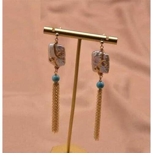 Natural White Baroque Real Pearl Drop Tassel Earrings For Women Lovers Engagement Vintage Fine Luxury Jewelry Handmade Earrings